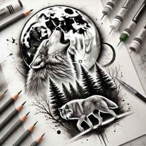 wolves tattoo design ideas lifelike hunting presence symbolising resilience