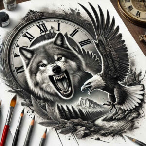 wolves tattoo design ideas color saturation lone hunter stands for determination