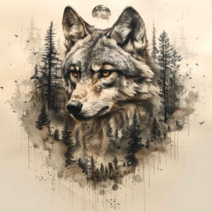 wolves tattoo design ideas Surrealism metamorphosis lone hunter symbol of perseverance