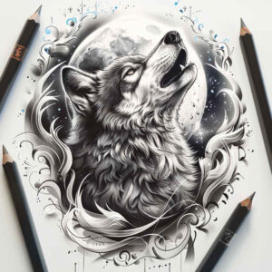 wolves tattoo design ideas Realism realistic proportions moon howler embodying courage