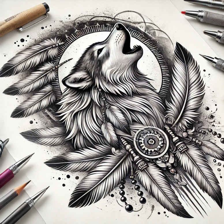 wolves tattoo design ideas geometric moon howler shows endurance