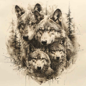 wolves tattoo design ideas fine detail moonlit watcher for nape