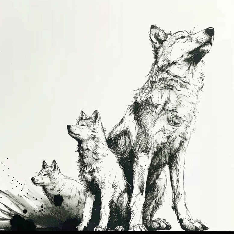 wolves tattoo design ideas Realism natural tones moonlit watcher symbol of courage