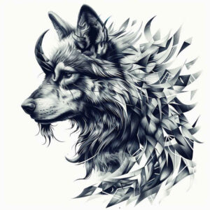 wolves tattoo design ideas Surrealism psychological depth mountain shadow for lower back