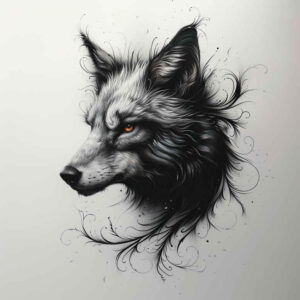 wolves tattoo design ideas Surrealism timeless mountain shadow for lower chest