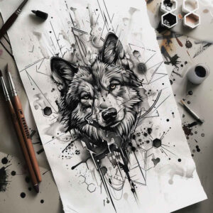 wolves tattoo design ideas color depth mountain shadow for upper thigh