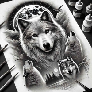 wolves tattoo design ideas refined contrast mountain shadow perseverance and power