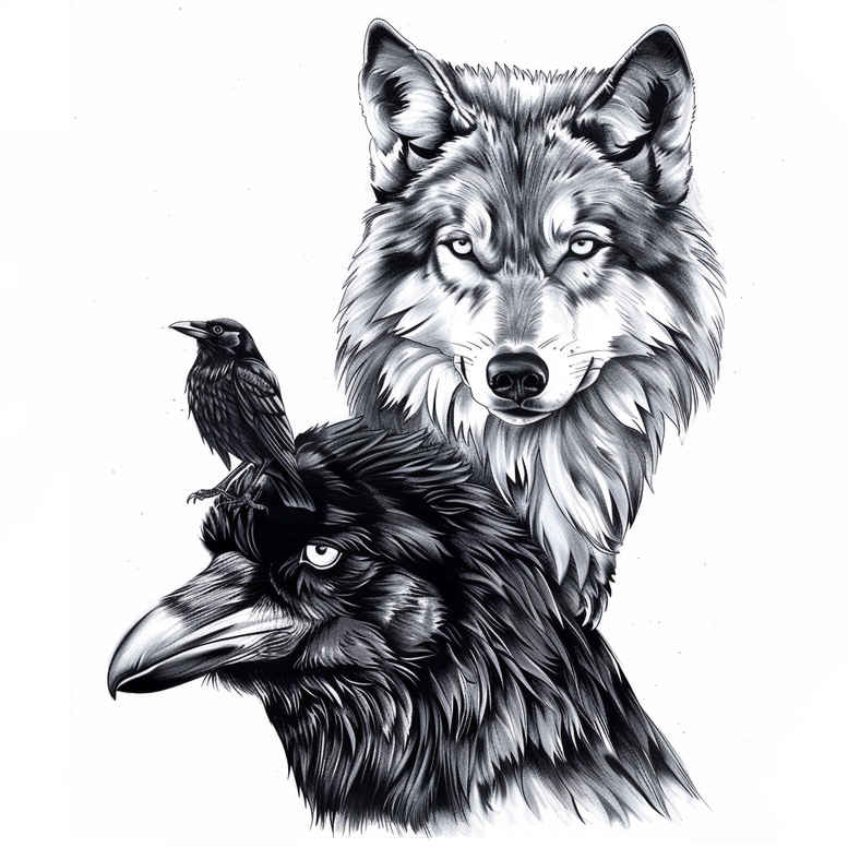 wolves tattoo design ideas Realism hyper-realistic mystic path embodying determination