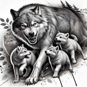 wolves tattoo design ideas Realism full detail mystic path stands for courage