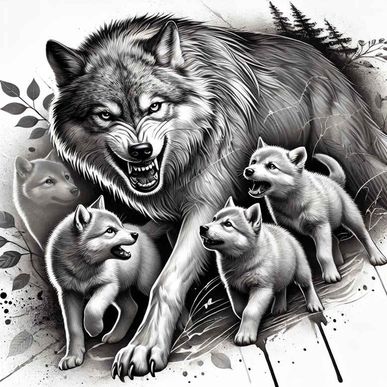 wolves tattoo design ideas Realism full detail mystic path stands for courage