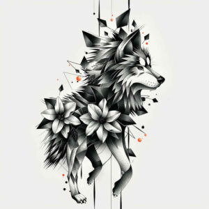 wolves tattoo design ideas Surrealism psychedelic nature\'s ghost for chest