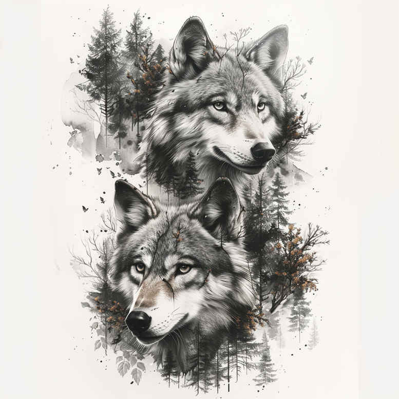 wolves tattoo design ideas Realism subtle gradients nature\'s ghost meaning perseverance