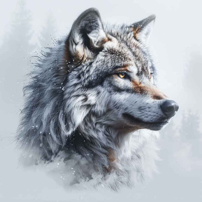 wolves tattoo design ideas Surrealism blurred edges night stalker for back shoulder