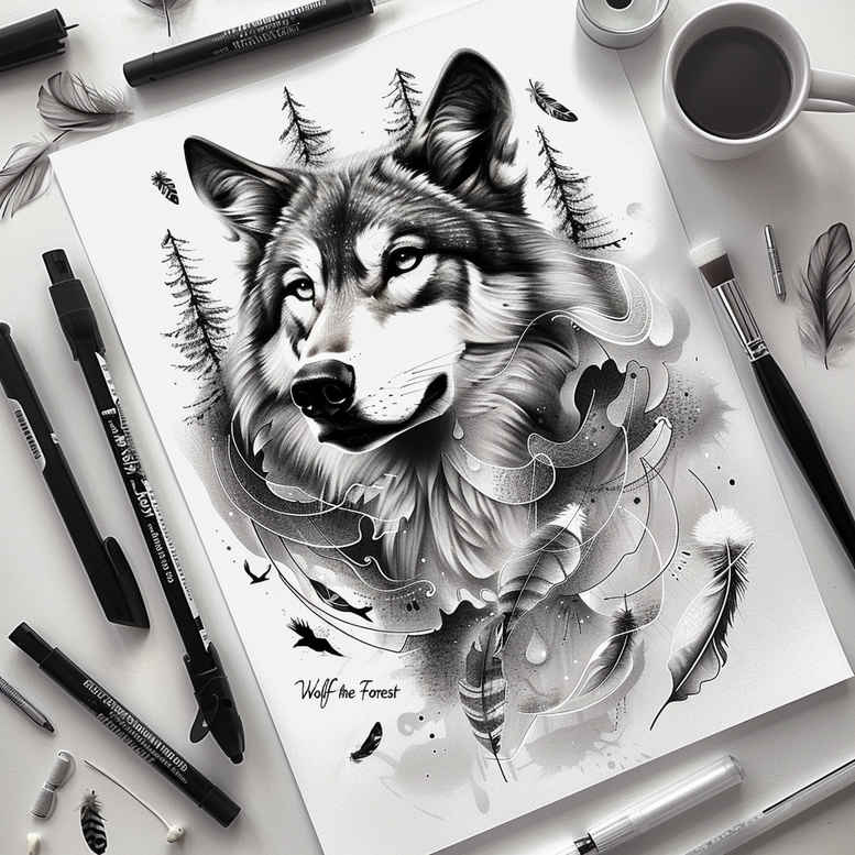 wolves tattoo design ideas true rendering night stalker for foot