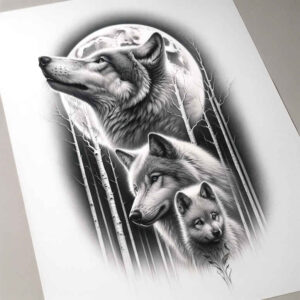 wolves tattoo design ideas Realism real shadows night stalker for ribs