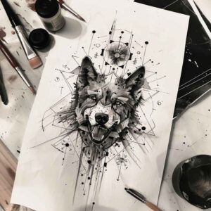 wolves tattoo design ideas distorted perspective night stalker for upper back