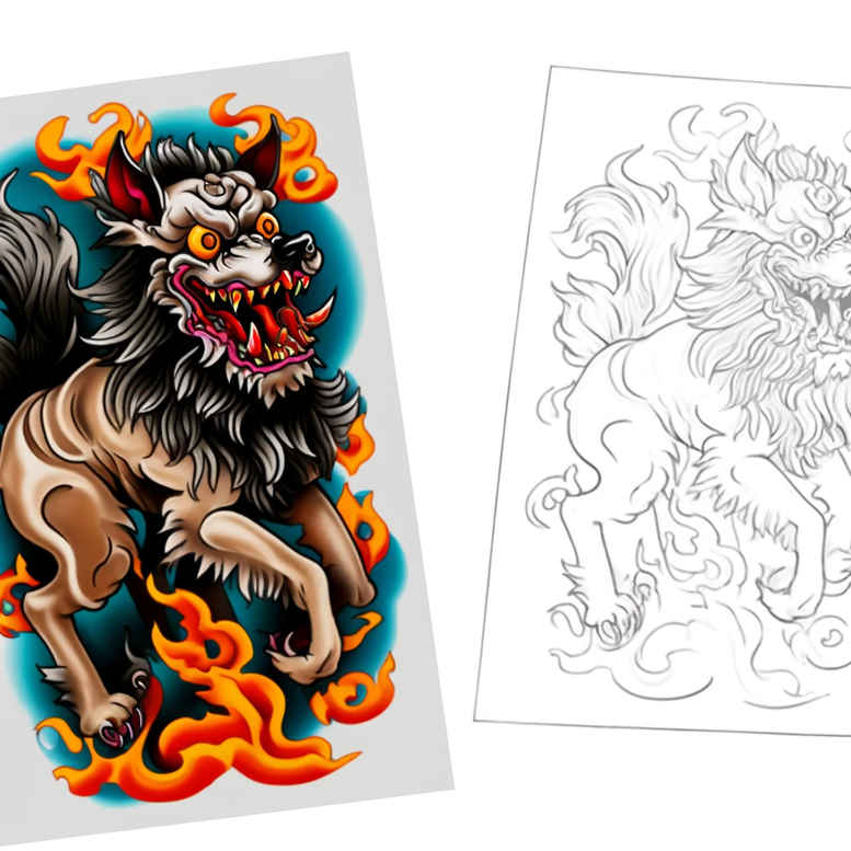 wolves tattoo design ideas distorted perspective nocturnal strength for back shoulder