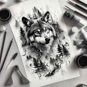 wolves tattoo design ideas photo-realistic nocturnal strength for back shoulder