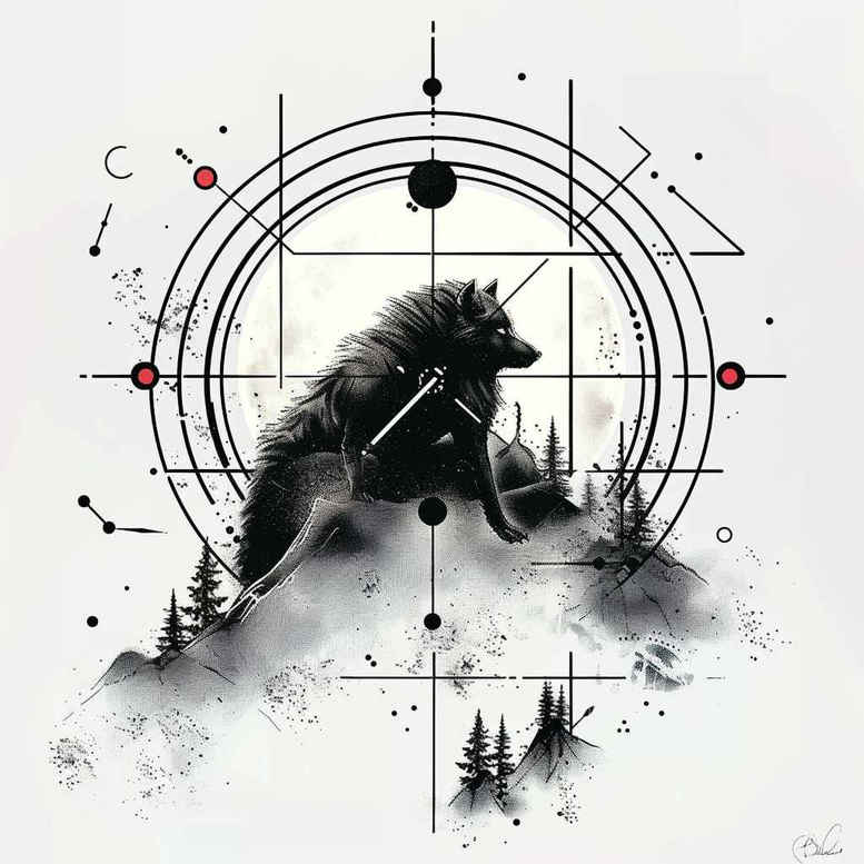 wolves tattoo design ideas color overlays pack leader for back of neck