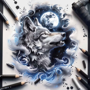 wolves tattoo design ideas Realism light play pack leader for ribs