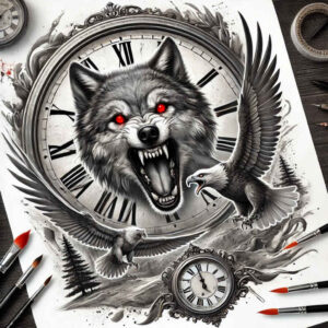 wolves tattoo design ideas color saturation pack leader for spine