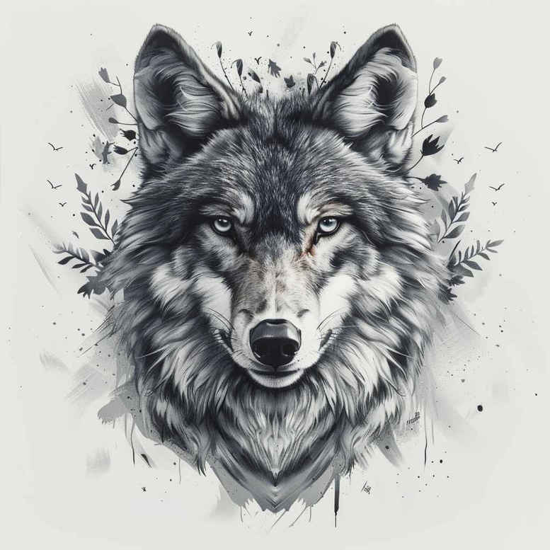 wolves tattoo design ideas Surrealism timeless pack leader for thigh