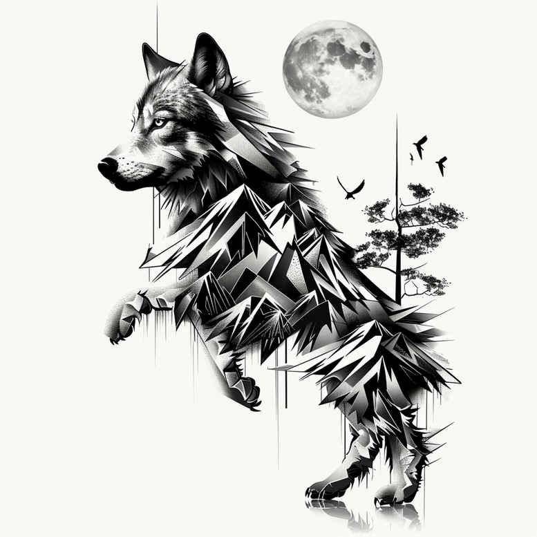 wolves tattoo design ideas photo-realistic pack leader for upper thigh