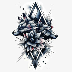 wolves tattoo design ideas Surrealism enigmatic light primal instinct for lower chest