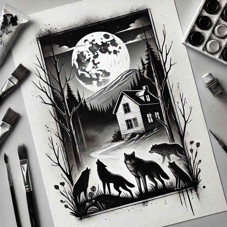 wolves tattoo design ideas Surrealism fluid forms primal instinct represents perseverance