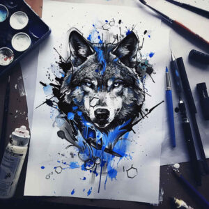wolves tattoo design ideas Surrealism chromatic flux rugged survival symbolising strength