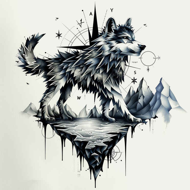 wolves tattoo design ideas Realism realistic lighting shadow runner for arm