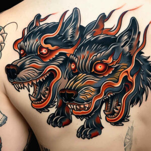 wolves tattoo design ideas Surrealism visual paradox shadow runner for temple