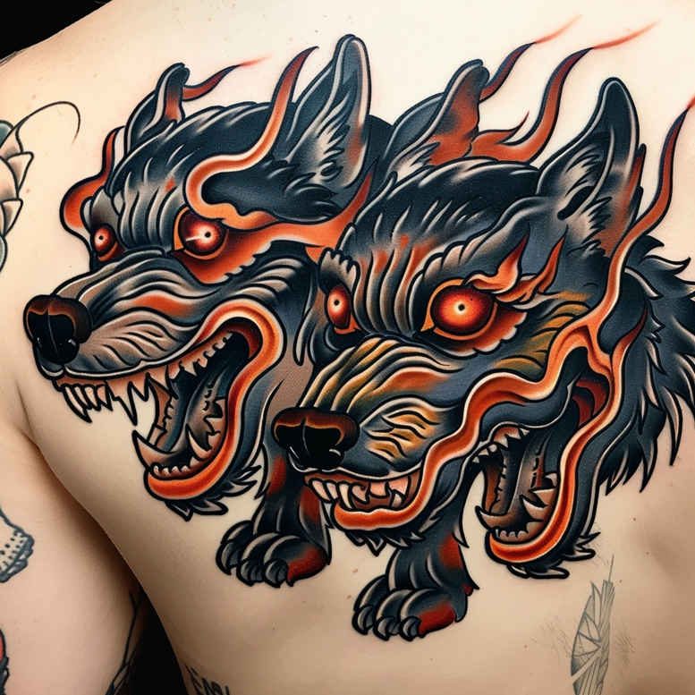 wolves tattoo design ideas Surrealism visual paradox shadow runner for temple