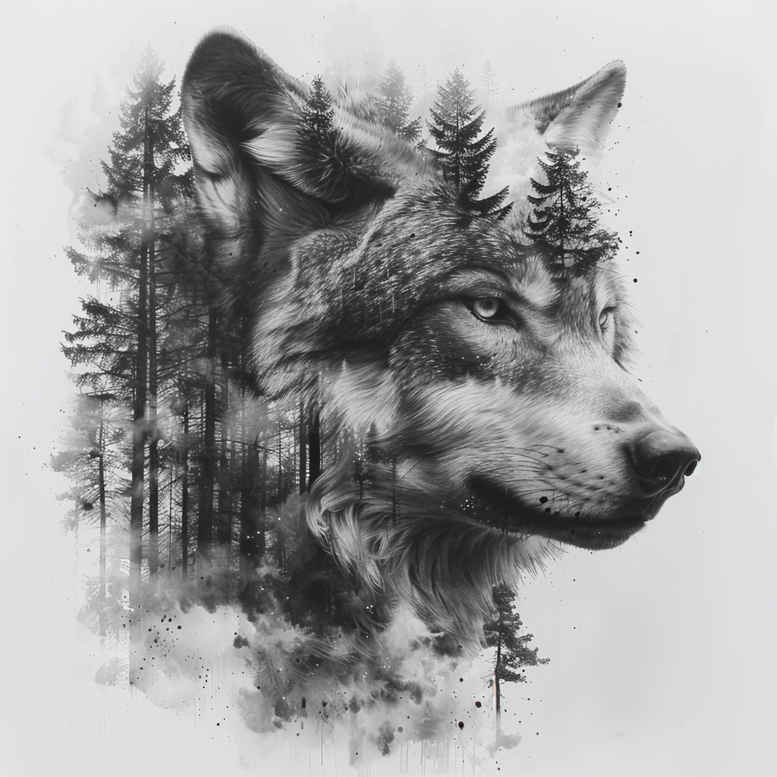 wolves tattoo design ideas enhanced shading shadow runner symbolising courage