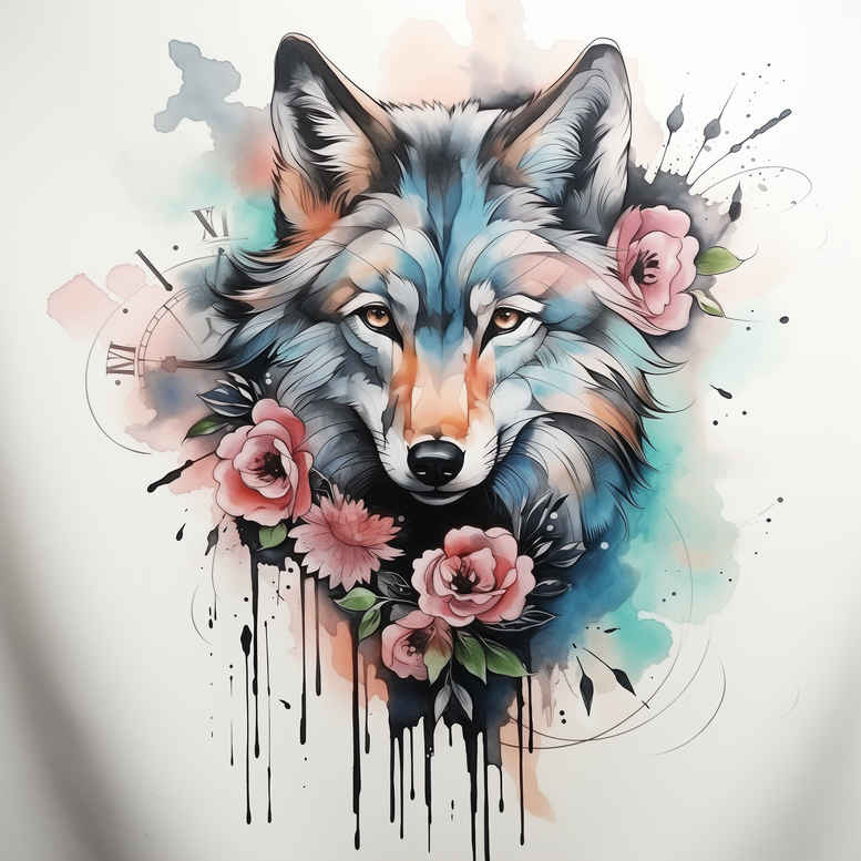 wolves tattoo design ideas Surrealism translucent layers sharp senses stands for perseverance
