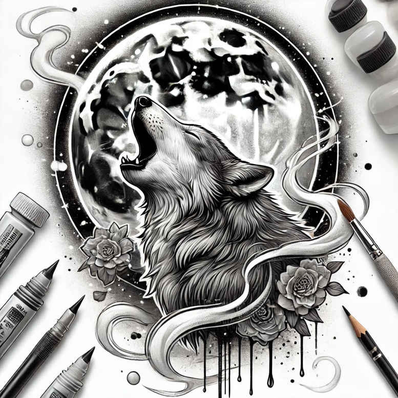 wolves tattoo design ideas contrasting colors sharp senses symbolising determination