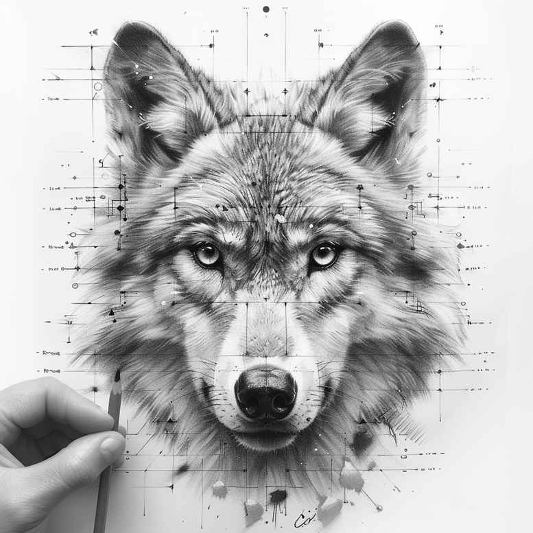 wolves tattoo design ideas Realism blended gradients silent howl embodying resilience