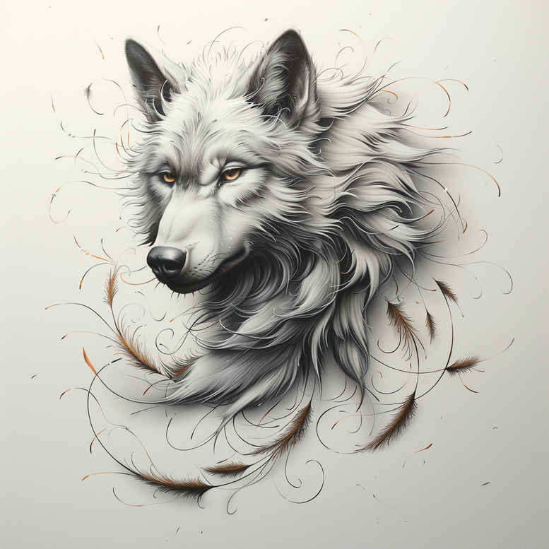 wolves tattoo design ideas Surrealism floating elements silent howl for forearm