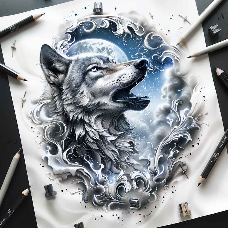 wolves tattoo design ideas dynamic linework silent howl for shin