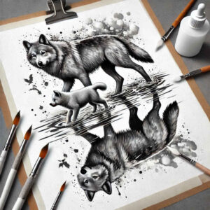 wolves tattoo design ideas fine-line silent howl symbolising endurance