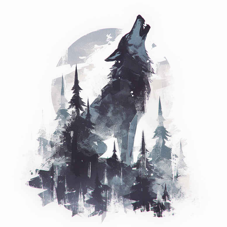 wolves tattoo design ideas Surrealism enigmatic silent predator embodying determination