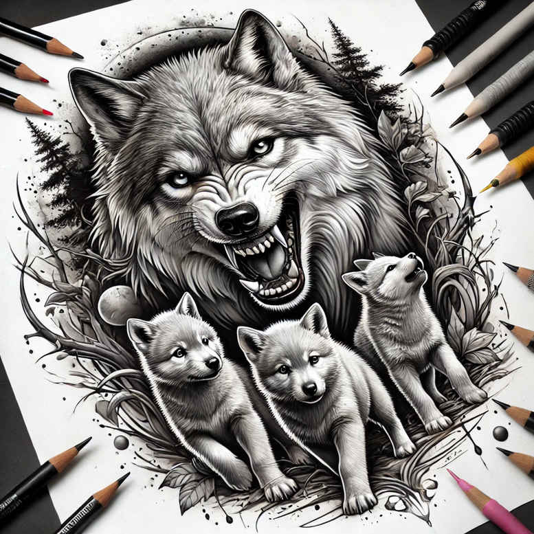 wolves tattoo design ideas fisheye twilight eyes represents courage