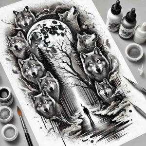 wolves tattoo design ideas contoured forms untamed force for shoulder blade