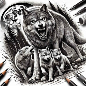 wolves tattoo design ideas Neotraditional sharp edges wilderness call for ankle