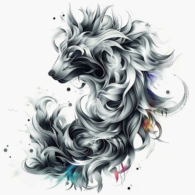 tribal-wolf-tattoo – tattoo design ideas free ai generated – neotraditional-detailed-textures – for-hand – Gallery: wolves-inkby-ai