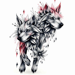 tribal-wolf-tattoo – tattoo design ideas free ai generated – neotraditional-dynamic-color – for-shoulder – Gallery: wolves-inkby-ai