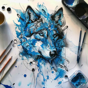 tribal-wolf-tattoo – tattoo design ideas free ai generated – realism-photo-like-tattoo – for-thigh – Gallery: wolves-inkby-ai