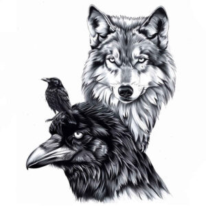 wave-wolf-tattoo – tattoo design ideas free ai generated – realism-glowing-edges – for-ankle – Gallery: wolves-inkby-ai
