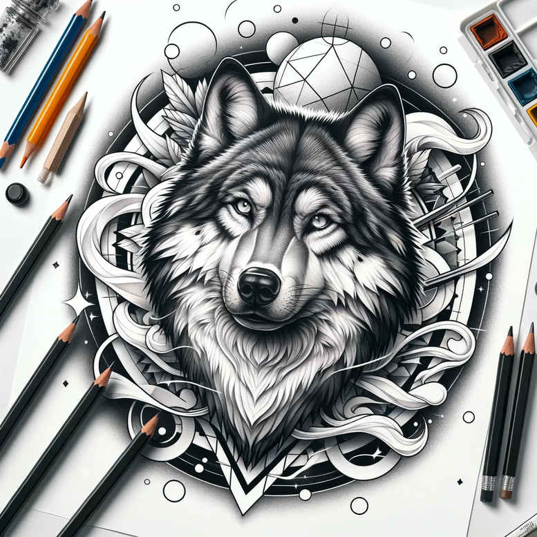 wolf-tattoo – tattoo design ideas free ai generated – neotraditional-classic-shading – for-palm – Gallery: wolves-inkby-ai