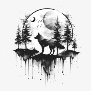 wolf-tattoo – tattoo design ideas free ai generated – neotraditional-color-richness – for-behind-ear – Gallery: wolves-inkby-ai